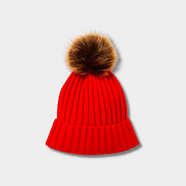 Red Tilley Pompom Toque front view 2