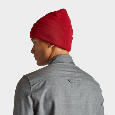 Red Boreal Beanie side back view on model