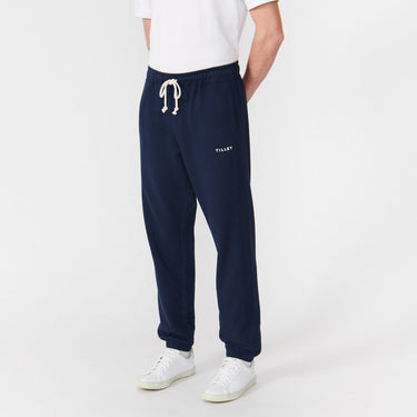 Navy Men's Organic French Terry Jogger side view on model