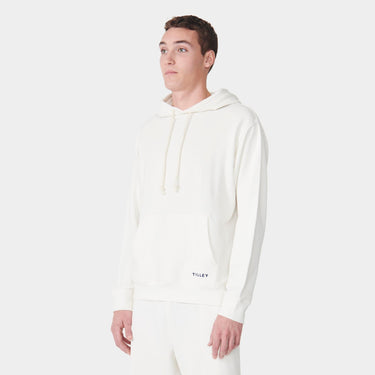 Off White Men's Organic French Terry Hoodie side view on model