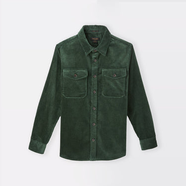 Dark Green Italian Corduroy Shirt front view