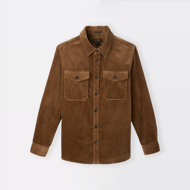 Dark Tan Italian Corduroy Shirt front view