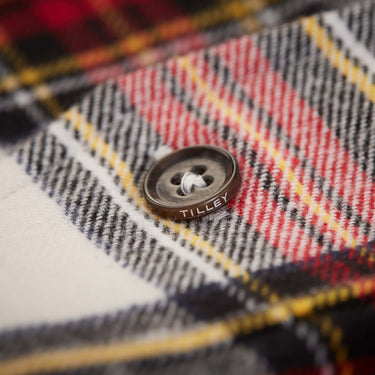 Red 2 Pocket Flannel Shirt button close up