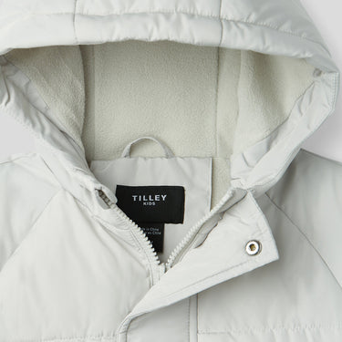 White Kids Alpine Puffer zipper close up