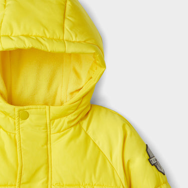 Sauterne Yellow Kids Alpine Puffer hood close up