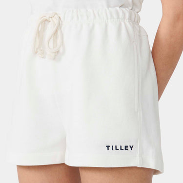 Off White Women's Organic French Terry Short side view on model