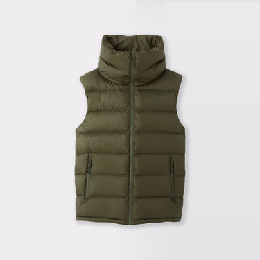 Khaki Green Expedition Down Vest front view