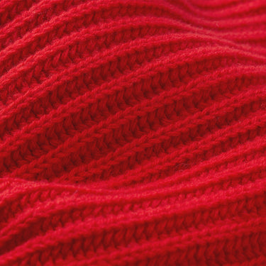 Red Marine Rib Crew Sweater fabric close up